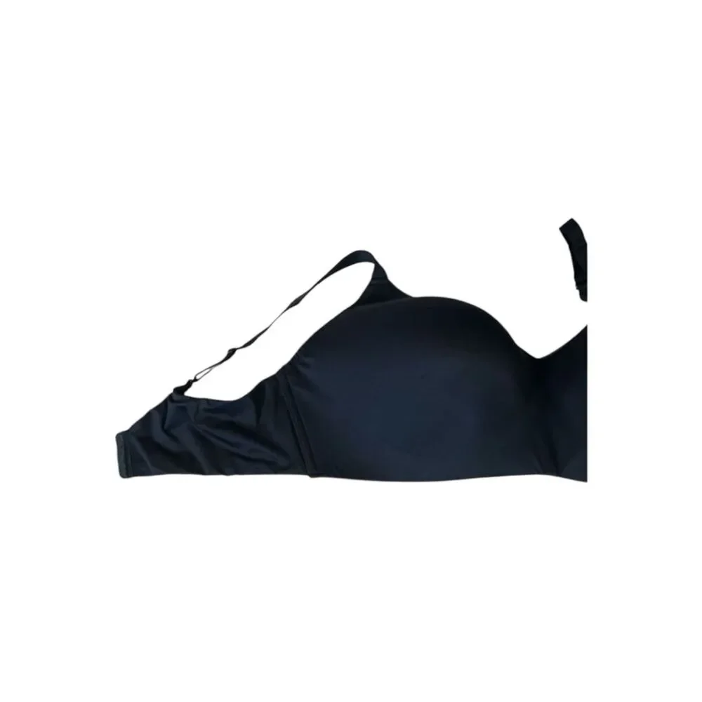Auden Women Plus Size 44DDD Bra Wirefree Black Lightly Lined Wide Comfy Straps